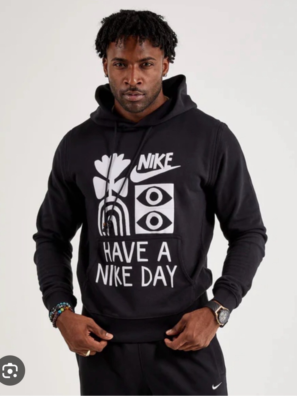 Nike Hoodie & Joggers Set Black with White 'Have A Nike Day' Graphics